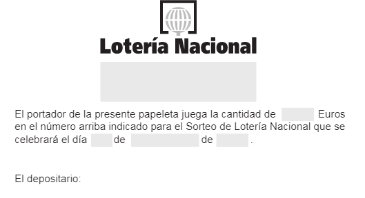 Participaciones de lotería para rellenar