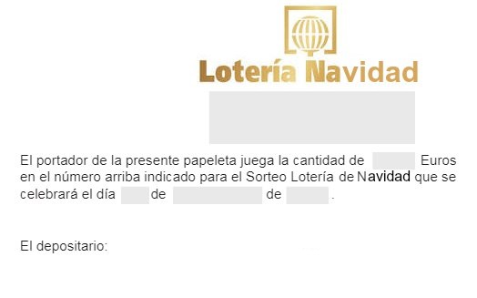 Participaciones de lotería para rellenar