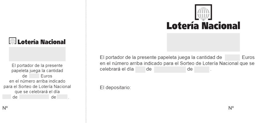 Participaciones de lotería para rellenar