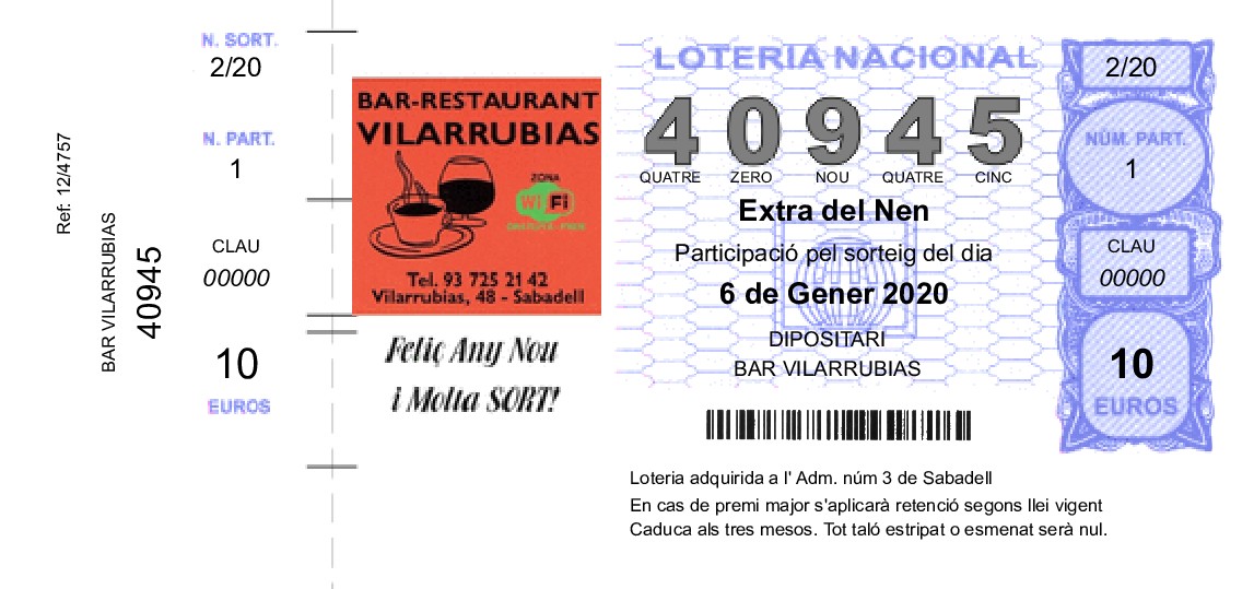 Participación de lotería personalizada